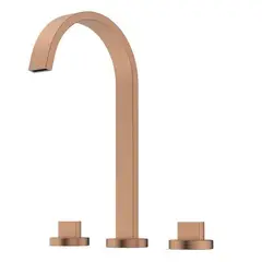 Celite - Misturador Lavatorio Mesa 3 Furos Bica Alta Com Válvula Flow Rose Gold Matte