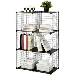 Just Home Collection - Estante de Metal 6 Cubos Preto 107x71x36cm