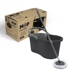 Util - Mop Giratorio Cesto Plastico Pop Preto 13l
