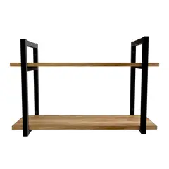 Multivisão - Kit de 2 Prateleiras Cor Mel com Suporte 2 Niveis em Aço Carbono