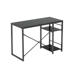 Just Home Collection - Mesa de Escritorio com 2 prateleiras Preto 110X50X76cm