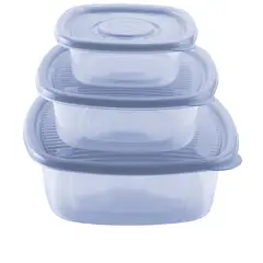 Plasútil - Conjunto Pote Pop Quadrado Pmg 3 peças