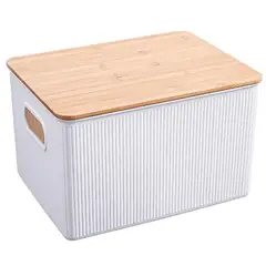 Just Home Collection - Caixa de Plástico com Tampa Bambu 2L