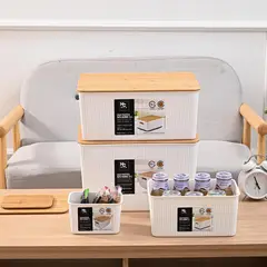 Just Home Collection - Caixa de Plástico com Tampa Bambu 23L