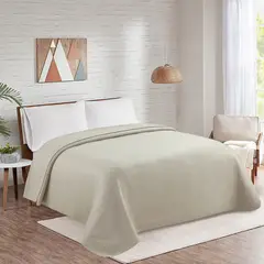 Just Home Collection - Cobertor de Lã Casal Taupe 195x220