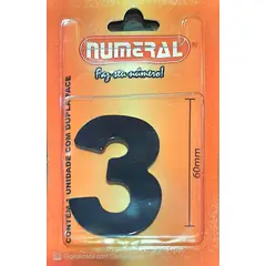 3m - Algorismo 3 Preto 60mm ACM Numeral