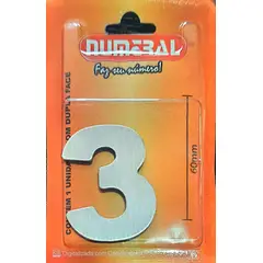 3m - Algorismo 3 Em Aço Escovado 60mm ACM Numeral