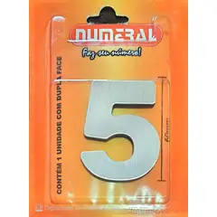 3m - Algorismo 5 Em Aço Escovado 60mm ACM Numeral