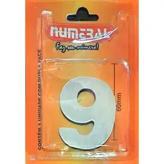 3m - Algorismo 9 Em Aço Escovado 60mm ACM Numeral