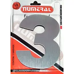 3m - Algorismo 3 Em Aço Escovado 125mm ACM Numeral