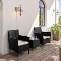 Just Home Collection - Conjunto De Varanda Arles 3 Peças Preto