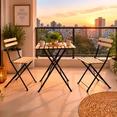 Just Home Collection - Conjunto Varanda 3Pz Ripas de Madeira