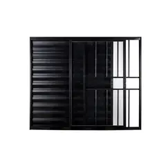 Esquadrisul - Janela Veneziana Correr 3 Folhas 100x150 Vidro Liso Preto