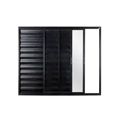 Esquadrisul - Janela Veneziana Correr 3 Folhas 100x150 Vidro Liso Preto