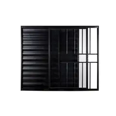 Esquadrisul - Janela Veneziana Correr 3 Folhas 100x120 Vidro Liso Preto