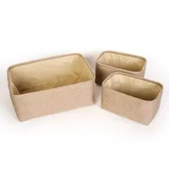Just Home Collection - Conjunto 3 Cestos de Tecido Color Be