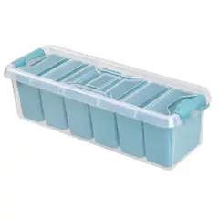 Just Home Collection - Caixa Organizadora Plastico Azul com 6 Divisorias 38x14x11cm