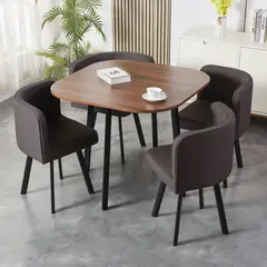 Just Home Collection - Conjunto Mesa de Jantar Pizza Preto Nia 4 Cadeiras