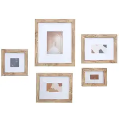 Just Home Collection - Conjunto de 5 Porta-retratos na Cor Natural/branca