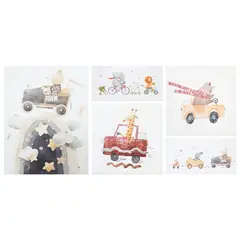 Just Home Collection - Conjunto 5 Telas Decorativas Infantil Carrinhos