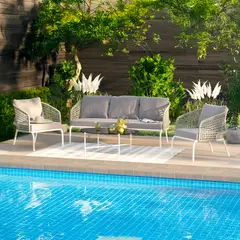 Just Home Collection - Conjunto de Jardim Montreal 4 peças Taupe 5 Pessoas