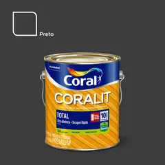 Tintas Coral - Esmalte Coralit Zero Base Agua Preto Fosco 3.6l Premium para Madeiras e Metais