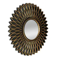 Casa Bonita - Espelho Decorativo 25cm Redondo Pvc Mandala Ouro
