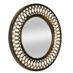 Casa Bonita - Espelho Decorativo 25cm Redondo Pvc Atenas Ouro