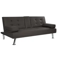 Just Home Collection - Sofá Cama 2 Lugares Café Aveiro 180 Cm Couro Ecológico