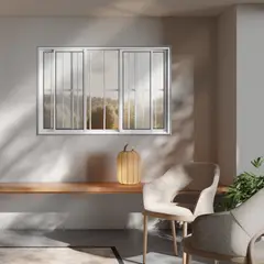 undefined - Janela de Correr 4 Folhas com Grade Alumínio Branco 100x150cm