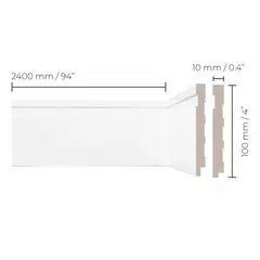 Cecafi - Rodape Branco Frisado Altura de 7cm, Espessura de 1cm e Comprimento de 240 Cm
