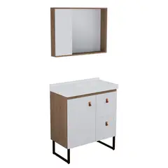 undefined - Gabinete paraBbanheiro Imperius 80cm com Pé Branco/Jequitiba Venturi