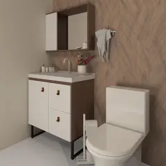undefined - Gabinete paraBbanheiro Imperius 80cm com Pé Branco/Jequitiba Venturi