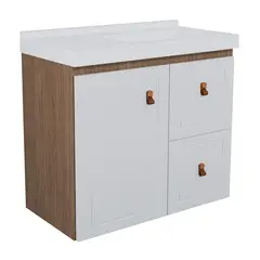 undefined - Gabinete para Banheiro Imperius 80cm Branco/Jequitiba Venturi