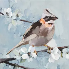 Just Home Collection - Quadro 40x40cm Passarinho Marrom