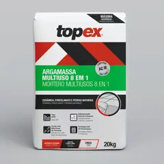 Topex - Argamassa Multiuso 8 em 1 Cinza Saco 20 Kg
