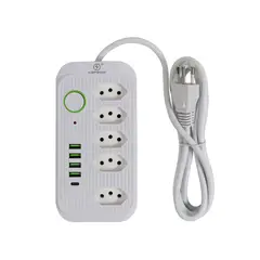 Dualcomp - Filtro Linha 5t Biv 10a + 1 Porta Tipo c + 4 Portas Usb