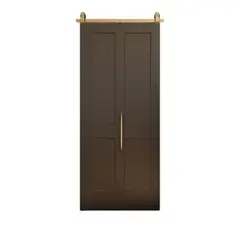 Holztek - Porta Deslizante e Basculante Preta com Kit Ferragem e Puxador Dourado 228x101cm