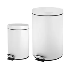 Just Home Collection - Conjunto 2 Lixeiras 3+12 Litros com Tampa e Pedal Branco
