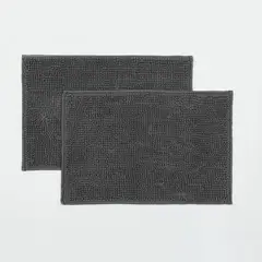 Just Home Collection - Kit 2 Tapetes de Banheiro Antiderrapante 40x60cm Menorca Cinza