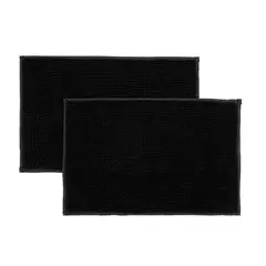 Just Home Collection - Kit 2 Tapetes de Banheiro Antiderrapante 40x60cm Menorca Preto