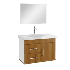 Astral Design - Gabinete para Banheiro com Espelho 63cm Freijo e Branco