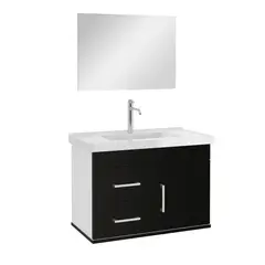 Astral Design - Gabinete para Banheiro com Espelho 63cm Preto e Branco