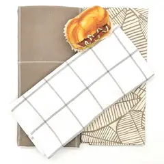 Just Home Collection - Conjunto Panos de Copa 3 Peças Folhas