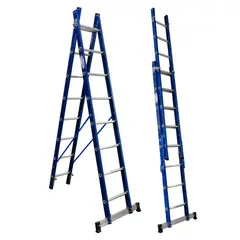 W BERTOLO - Escada tesoura extensível aluminio/fibra de vidro - Modelo Premium - 2,50x4,40m- 8x14 degraus