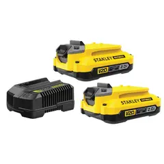 Stanley - Kit 2 Baterias 20v Max* Íon de Lítio 2ah com Carregador Bivolt e Bolsa