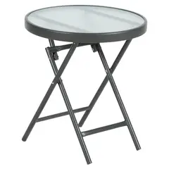 Just Home Collection - Mesa de Apoio de Vidro Cinza 45 Cm