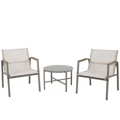Just Home Collection - Conjunto de Varanda Dubo 3 Peças Taupe Cinza
