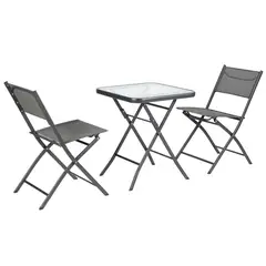 Just Home Collection - Conjunto de Varanda para Terraço Madrid 3 Peças Cinza