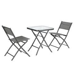Just Home Collection - Conjunto de Varanda para Terraço Madrid 3 Peças Cinza